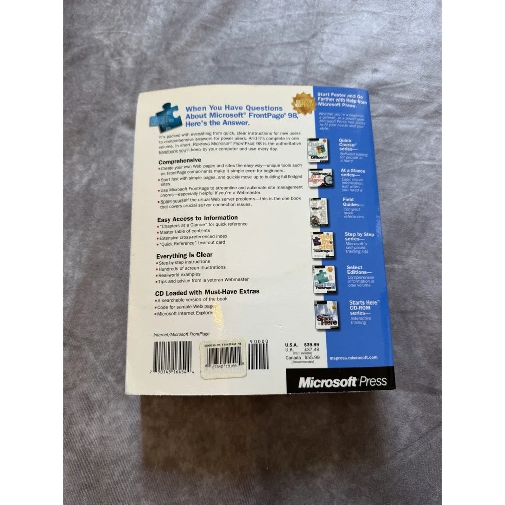 Microsoft Press Running Microsoft FrontPage 98 Select Ed PB 1997 Buyens CD-ROM